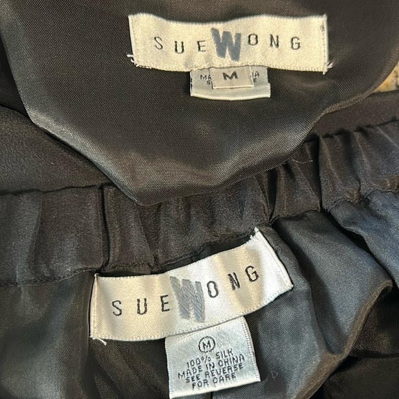 Sue Wong silk embroidered Cheongsam kimono duster/pants set - Picture 9 of 14